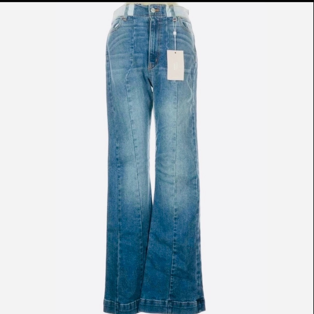 ๐๐น REVICE NWT 2-Tone Panelโ Flare Jeans Y2K Heart Rear Contrast Denim Sz 25 - Picture 8 of 8